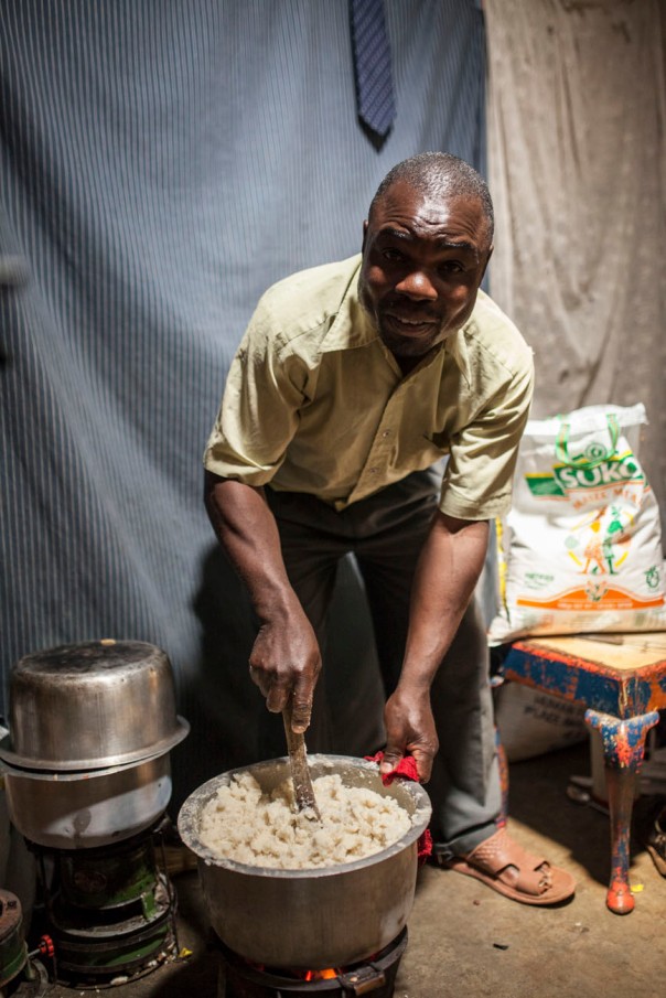 Obedi making ugali.